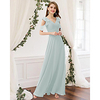 A-Line V Neck Floor Length Chiffon Bridesmaid Dress with Pleats / Ruffles miniinthebox