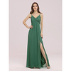 A-Line V Neck Floor Length Chiffon Bridesmaid Dress with Ruching miniinthebox