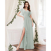 A-Line V Neck Floor Length Chiffon Bridesmaid Dress with Ruffles / Split Front miniinthebox