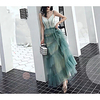 A-Line V Neck Floor Length Tulle Bridesmaid Dress with Sash / Ribbon / Bow(s) miniinthebox