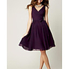 A-Line V Neck Knee Length Chiffon Bridesmaid Dress with Pleats