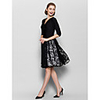 A-Line V Neck Knee Length Lace / Jersey Mother of the Bride Dress with Criss Cross / Ruched by LAN TING BRIDE