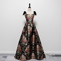 A-Line Vintage Floral Engagement Formal Evening Dress Scoop Neck Sleeveless Sweep / Brush Train Jersey with Bow(s) Pattern / Print 2020 miniinthebox