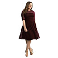 A-Line Vintage Sexy Graduation Party Wear Dress Illusion Neck Half Sleeve Knee Length Lace with Tier Lace Insert 2020