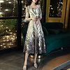 A-Line Vintage Sparkle Homecoming Cocktail Party Dress Jewel Neck Half Sleeve Knee Length Tulle Sequined with Sequin 2020