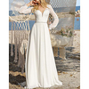 A-Line Wedding Dresses Jewel Neck Floor Length Chiffon Long Sleeve Simple Beach with 2020