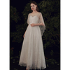 A-Line Wedding Dresses Jewel Neck Sweep / Brush Train Lace Short Sleeve Country with 2020