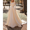 A-Line Wedding Dresses Jewel Neck Sweep / Brush Train Satin Long Sleeve Country Simple with Crystal Brooch 2020