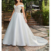 A-Line Wedding Dresses Off Shoulder Court Train Lace Satin Sleeveless Country Formal Luxurious with Bow(s) Appliques 2020