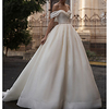 A-Line Wedding Dresses Off Shoulder Court Train Satin Sleeveless Country Formal with Ruched Crystal Brooch 2020