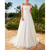 A-Line Wedding Dresses Off Shoulder Floor Length Chiffon Short Sleeve Simple Beach with 2020