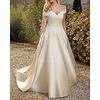 A-Line Wedding Dresses Off Shoulder Floor Length Lace Satin Sleeveless Country Romantic with Appliques 2020