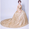 A-Line Wedding Dresses Off Shoulder Sweep / Brush Train Sequined Short Sleeve Romantic Sparkle Shine with Sequin 2020