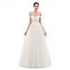 A-Line Wedding Dresses Off Shoulder Sweep / Brush Train Tulle Short Sleeve Beach with Lace Appliques 2020
