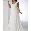 A-Line Wedding Dresses Scoop Neck Floor Length Chiffon Sleeveless Simple Plus Size with 2020