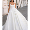 A-Line Wedding Dresses Scoop Neck Floor Length Satin Sleeveless Simple with Pleats 2020