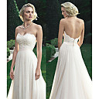 A-Line Wedding Dresses Sweetheart Neckline Court Train Polyester Strapless Beach Backless with Appliques 2020