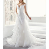 A-Line Wedding Dresses V Neck Court Train Chiffon Tulle Sleeveless Formal Simple Luxurious with Cascading Ruffles 2020