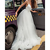 A-Line Wedding Dresses V Neck Court Train Satin Tulle Sleeveless Beach with 2020