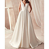 A-Line Wedding Dresses V Neck Floor Length Satin Sleeveless Simple with 2020