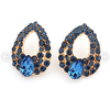 AAA Cubic Zirconia Stud Earrings Drop Personalized Luxury Fashion Imitation Diamond Earrings Jewelry Dark Blue For Daily