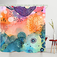 Abstract 3D Digital Printing Shower Curtain Shower Curtains Hooks Modern Polyester New Design