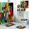 Abstract Back View Printed bathtub curtain liner covered with waterproof fabric shower curtain for bathroom home decoration with hook floor mat and four-piece toilet mat