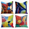 Abstract Double Side Cushion Cover 4PC Soft Decorative Square Throw Pillow Cover Cushion Case Pillowcase for Sofa Bedroom Superior Quality Mashine Washable miniinthebox