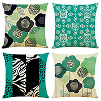 Abstract Green Floral Double Side Cushion Cover 4PC Soft Decorative Square Throw Pillow Cover Cushion Case Pillowcase for Bedroom Livingroom Superior Quality Machine Washable Indoor Cushion for Sofa Couch Bed Chair miniinthebox