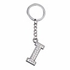 accessories silver tone bling rhinestone pave letter personalized initial bag charm keychain (i)