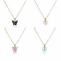 acrylic butterfly necklace set,  4pc adjustable butterfly chain,  cute butterflies necklace for women girls (4pc butterfly necklace set)