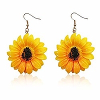 acrylic yellow sunflower dangle earring. simple transparent daisy flower stud earrings,  bohemia flower plant ear hooks for women (style 1)