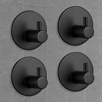 Adhesive Hooks Heavy Duty Wall hooks 4 pack Removable Matte Black Durable 304 Stainless Steel Wall Hangers,  Waterproof Rustproof Oil Proof for Kitchen,  Bathrooms,  Doors,  Office,  Closet