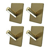 Adhesive Square Hooks 4 Pieces Durable 304 Stainless Steel Wall Hangers Waterproof Rustproof Oil Proof for Kitchen Bathrooms Doors Office Closet-Black Silver Golden 3M03-4F