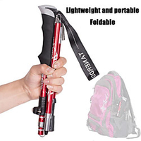 Adjust 5-section Trekking Pole Aluminum Alloy Foldable Ultra-light Telescopic Outdoor Hand-carrying Hiking Sticks Walking Stick