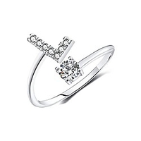adjustable crystal inlaid initial ring free size stackable alphabet letter knuckle rings bridesmaid gift (l)
