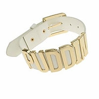 adjustable fashion high neck white belt letter gold puddin choker necklace collar for women girls adult kids prime (about 1.2 inch width)