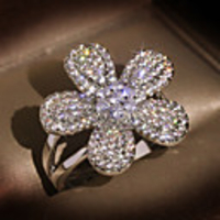 Adjustable Ring AAA Cubic Zirconia Geometrical Silver Brass Flower Sweet 1pc Adjustable / Women