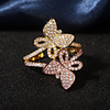 Adjustable Ring AAA Cubic Zirconia Mismatched Gold Brass Butterfly Korean Cute 1pc Adjustable / Women