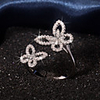 Adjustable Ring AAA Cubic Zirconia Mismatched Silver Brass Butterfly Luxury Trendy 1pc Adjustable / Women