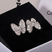 Adjustable Ring AAA Cubic Zirconia Mismatched Silver Brass Butterfly Stylish Sweet 1pc Adjustable / Women