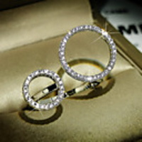 Adjustable Ring AAA Cubic Zirconia Mismatched Silver Brass Love Trendy Korean 1pc Adjustable / Women