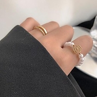 Adjustable Ring Imitation Pearl Alloy Flower Stylish Sweet 1pc Adjustable / Women