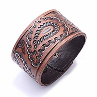 adjustable rock punk retro style genuine leather cuff bracelet-gift ideas (coffee)