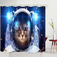 Aerospace Cat Digital Printing Shower Curtain Shower Curtains Hooks Modern Polyester New Design