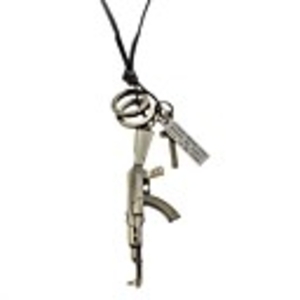 AK47 Gun Pattern Cow Leather Necklace