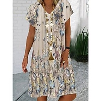 aliexpress amazon 2021 summer new spot casual floral jacket v-neck dress women miniinthebox