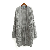 aliexpress hot new loose and simple v-neck knitted twist all-match fashion cardigan mid-length sweater coat miniinthebox