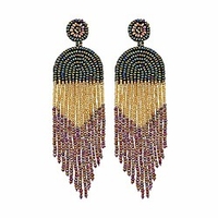 allen danmi jewelry dangle earrings ethnic bohemia style handmade colorized seed beads waterfall shape statement drop earrings shining luxury gift for women. (green) …