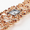 Alloy Band Bracelet Watch with Flower Carving
